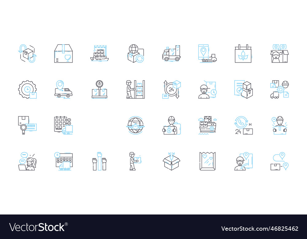 Distribution center linear icons set storage vector image Distribution center linear icons set storage