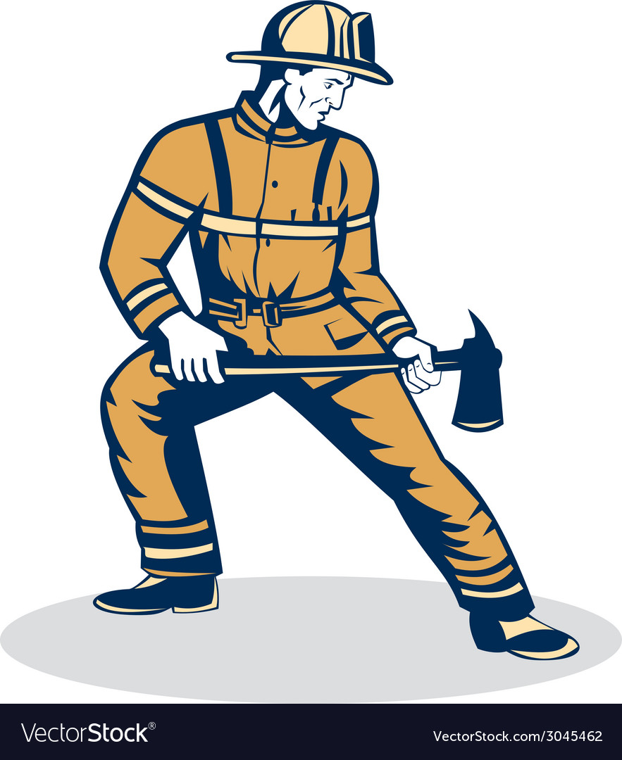 Firefighter Holding Axe