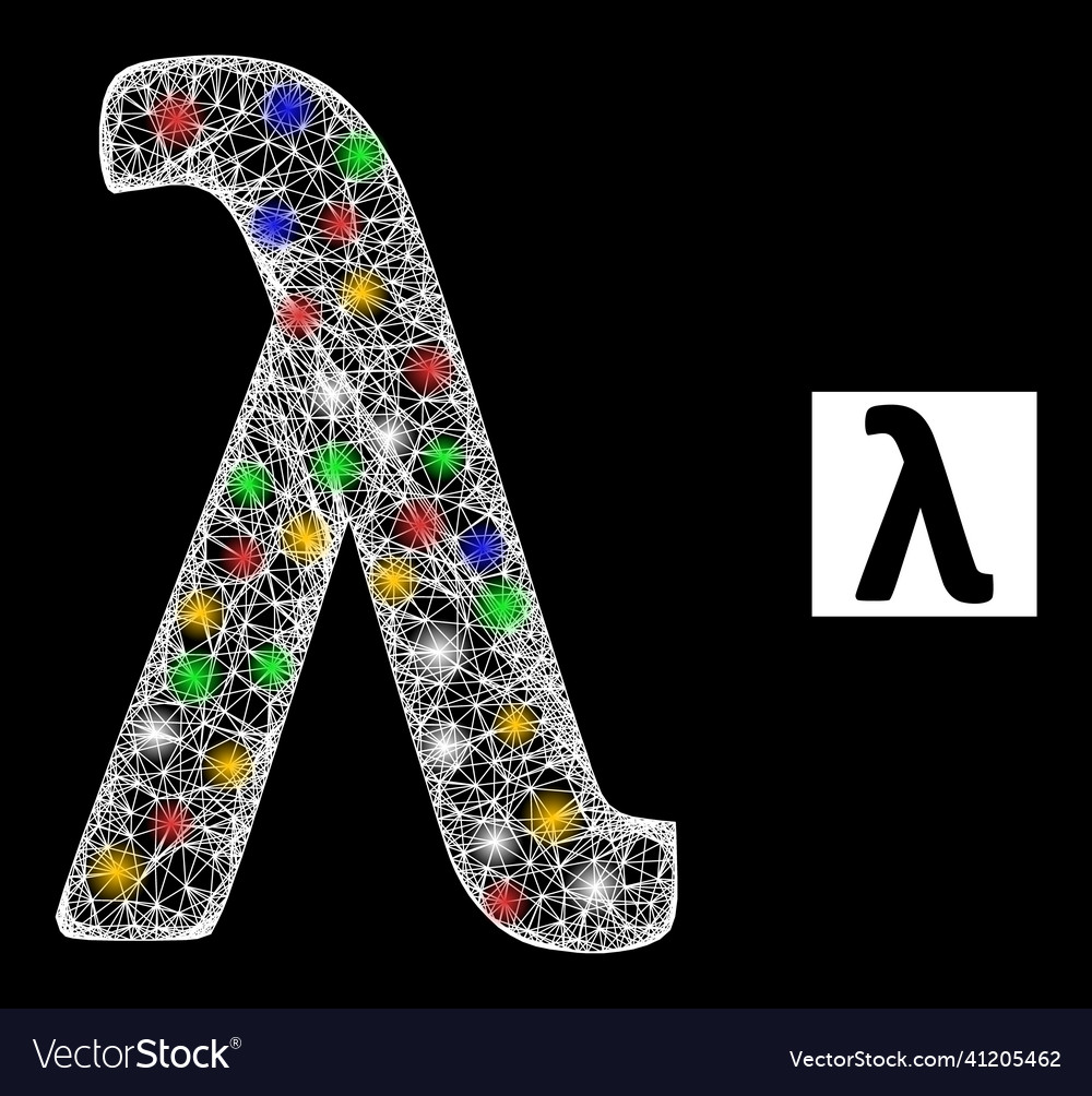 Hatched mesh lambda greek lowercase symbol icon vector image Hatched mesh lambda greek lowercase symbol icon