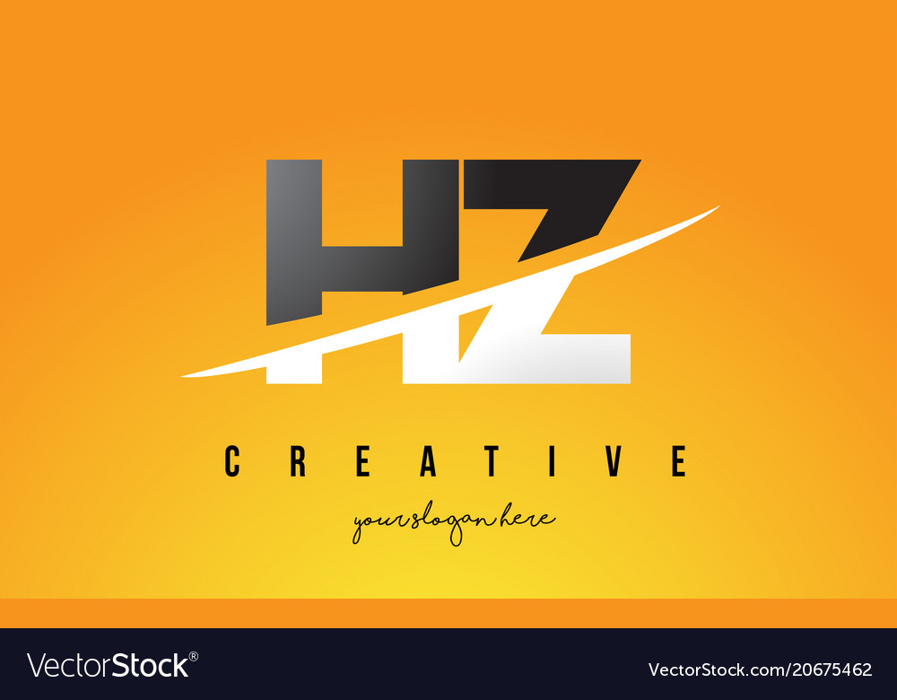 Hz h z letter modern logo design with yellow Vector Image