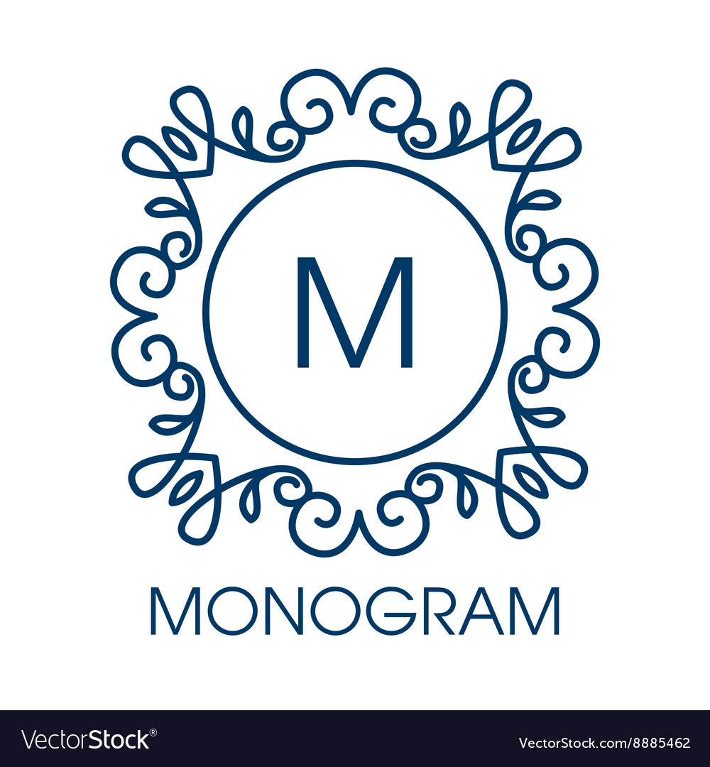 Download Monogram design floral outline frame or Royalty Free Vector