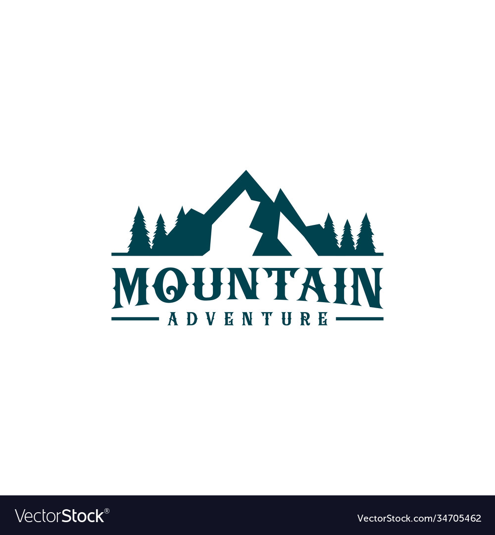 Mountain pine trees logo design concept