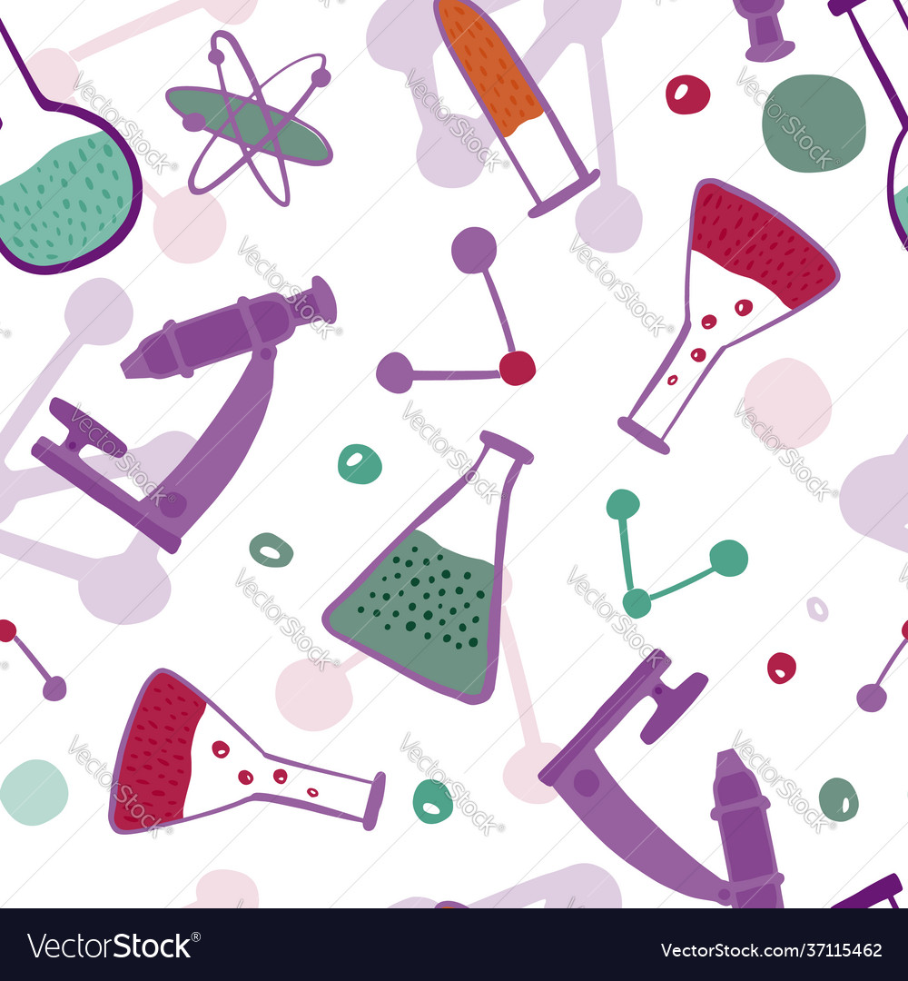 Seamless pattern science on white background vector image Seamless pattern science on white background