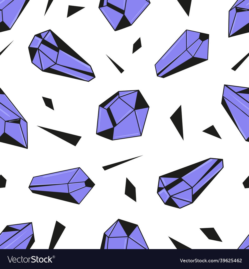 Seamless pattern with crystals and shards flat vector image Seamless pattern with crystals and shards flat