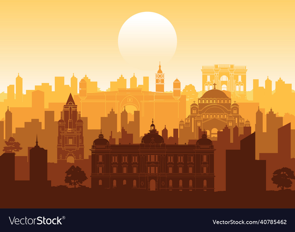 Serbia famous landmarks silhouette style vector image Serbia famous landmarks silhouette style