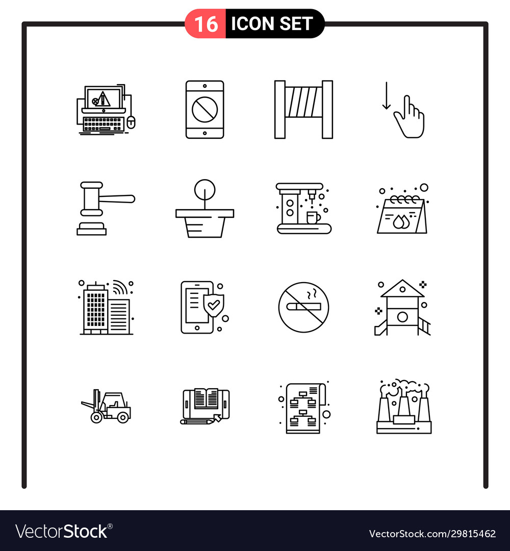 Set 16 line style icons for web and mobile vector image Set 16 line style icons for web and mobile