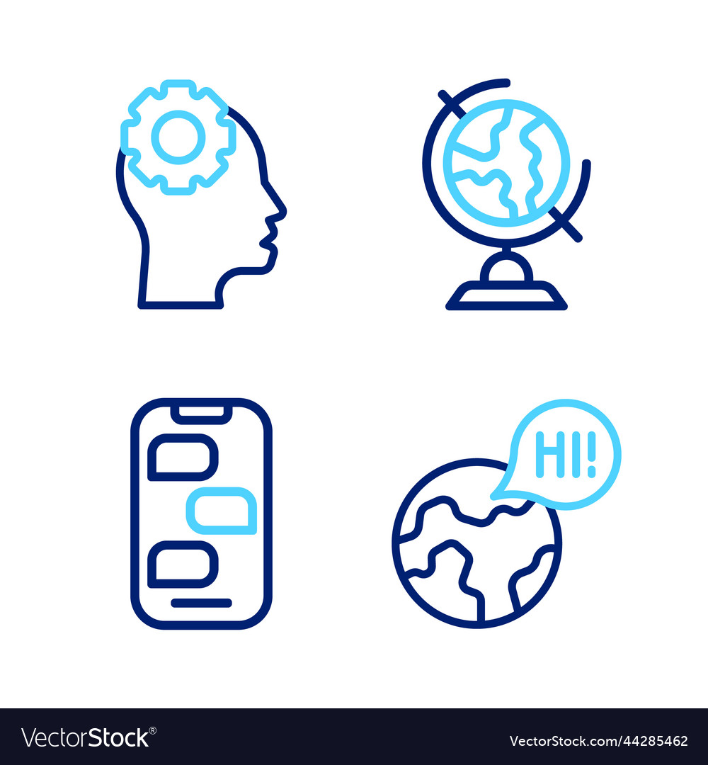 Set line learning foreign languages new chat vector image Set line learning foreign languages new chat