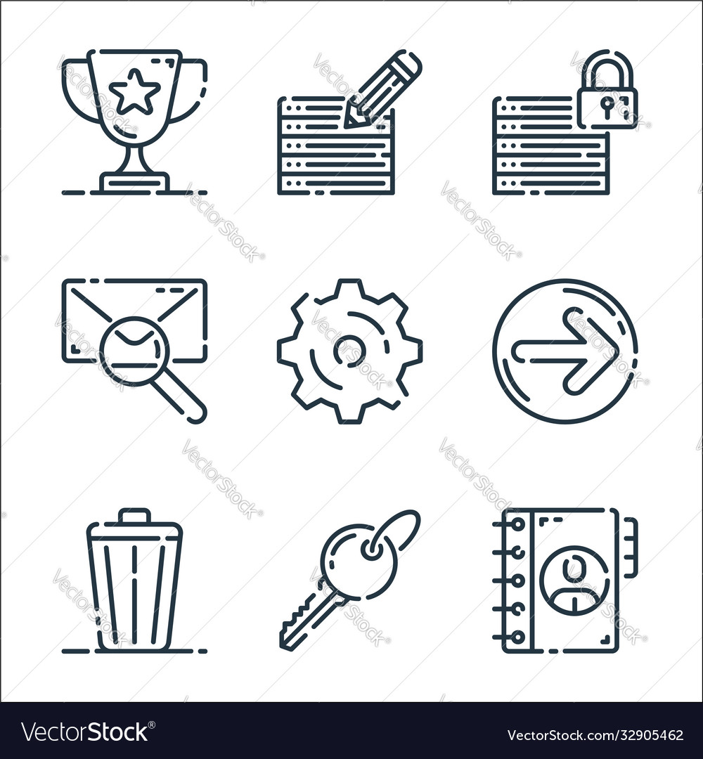 User interface line icons linear set quality vector image User interface line icons linear set quality