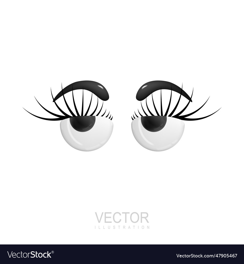 3d eyes female look with eyelashes and eyebrows Vector Image