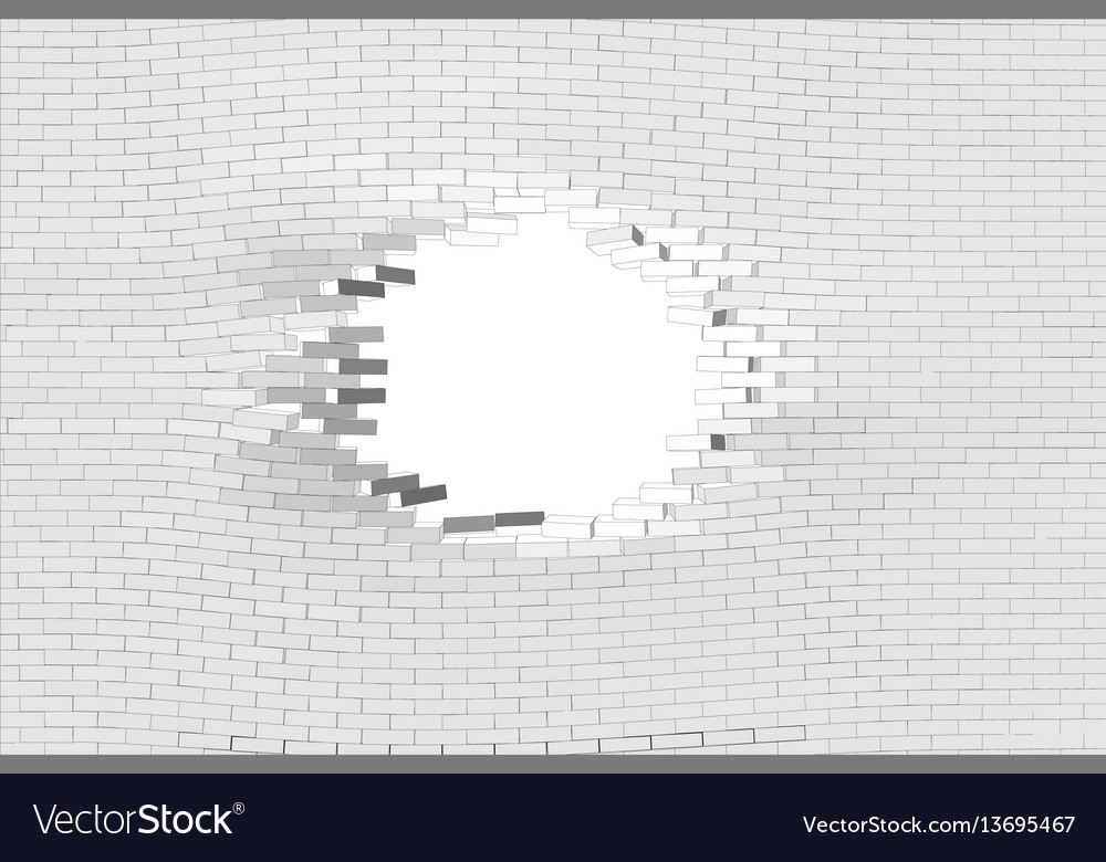 Brick wall with hole Royalty Free Vector Image