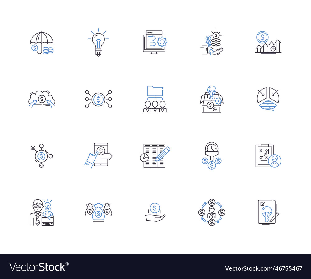 Business valuation outline icons collection