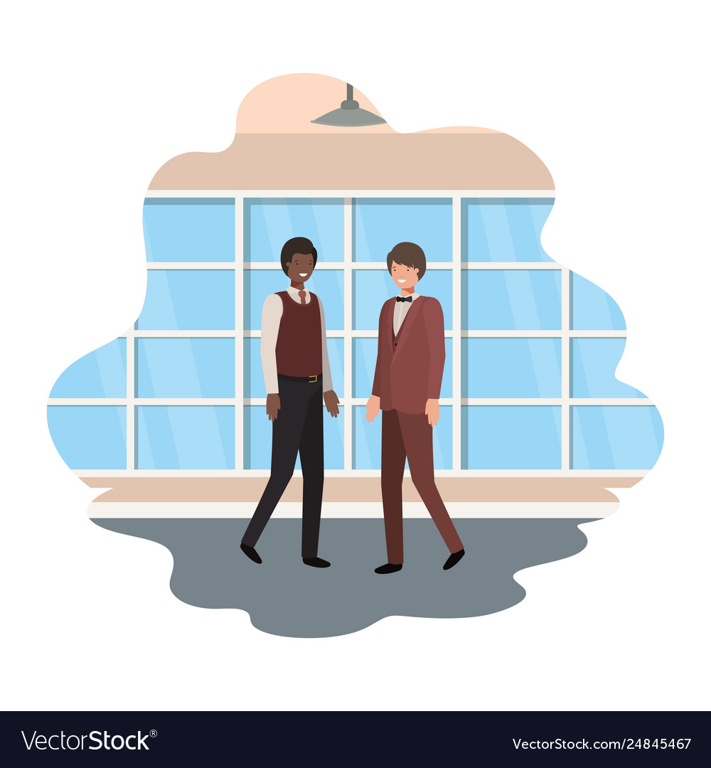 Businessmen with wall and windows avatar character