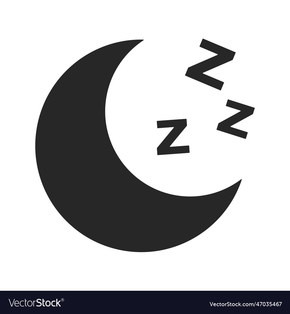 Crescent moon and zzz silhouette icon or night Vector Image