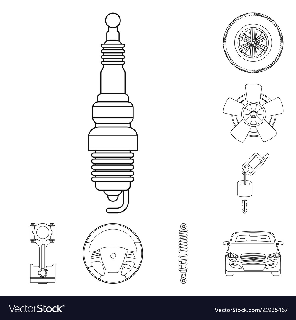 Design of auto and part icon collection vector image Design of auto and part icon collection