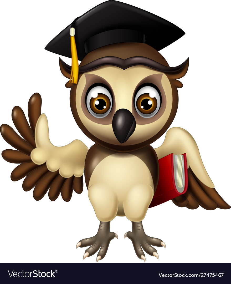 Funny brown white owl cartoon Royalty Free Vector Image