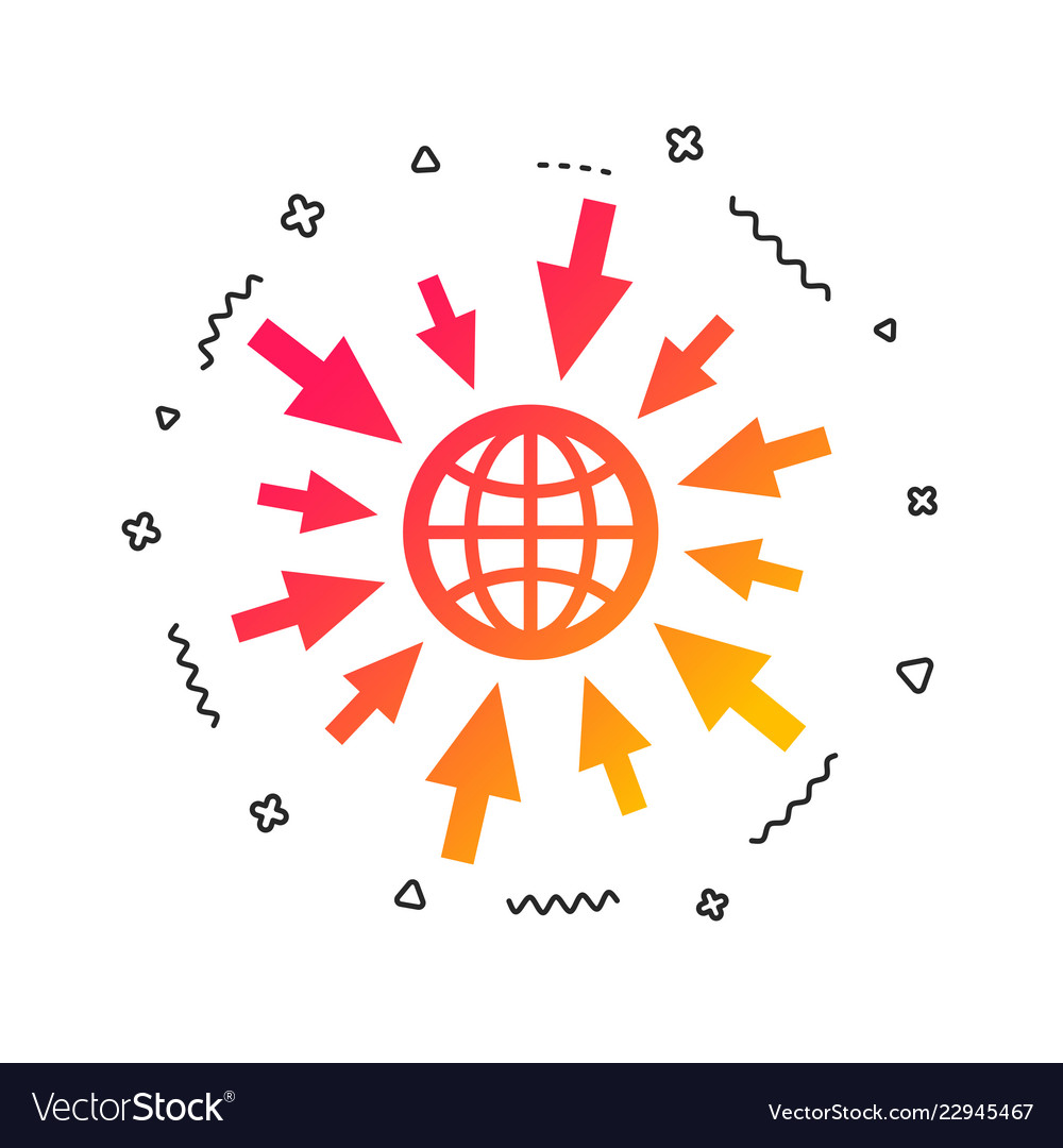 Go to web icon globe with mouse cursors vector image Go to web icon globe with mouse cursors