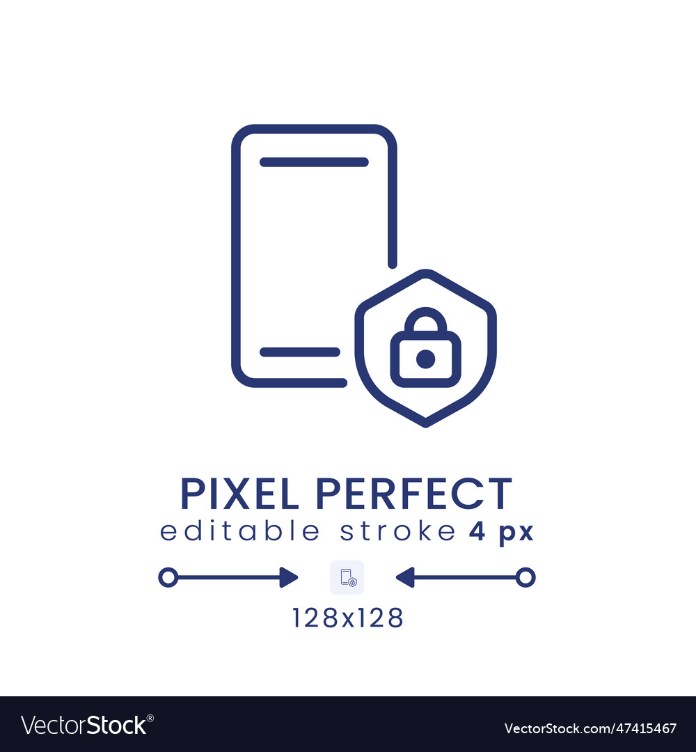 Mobile device security linear desktop icon vector image Mobile device security linear desktop icon