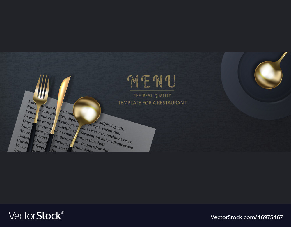 Realistic 3d golden fork knife and spoon Vector Image