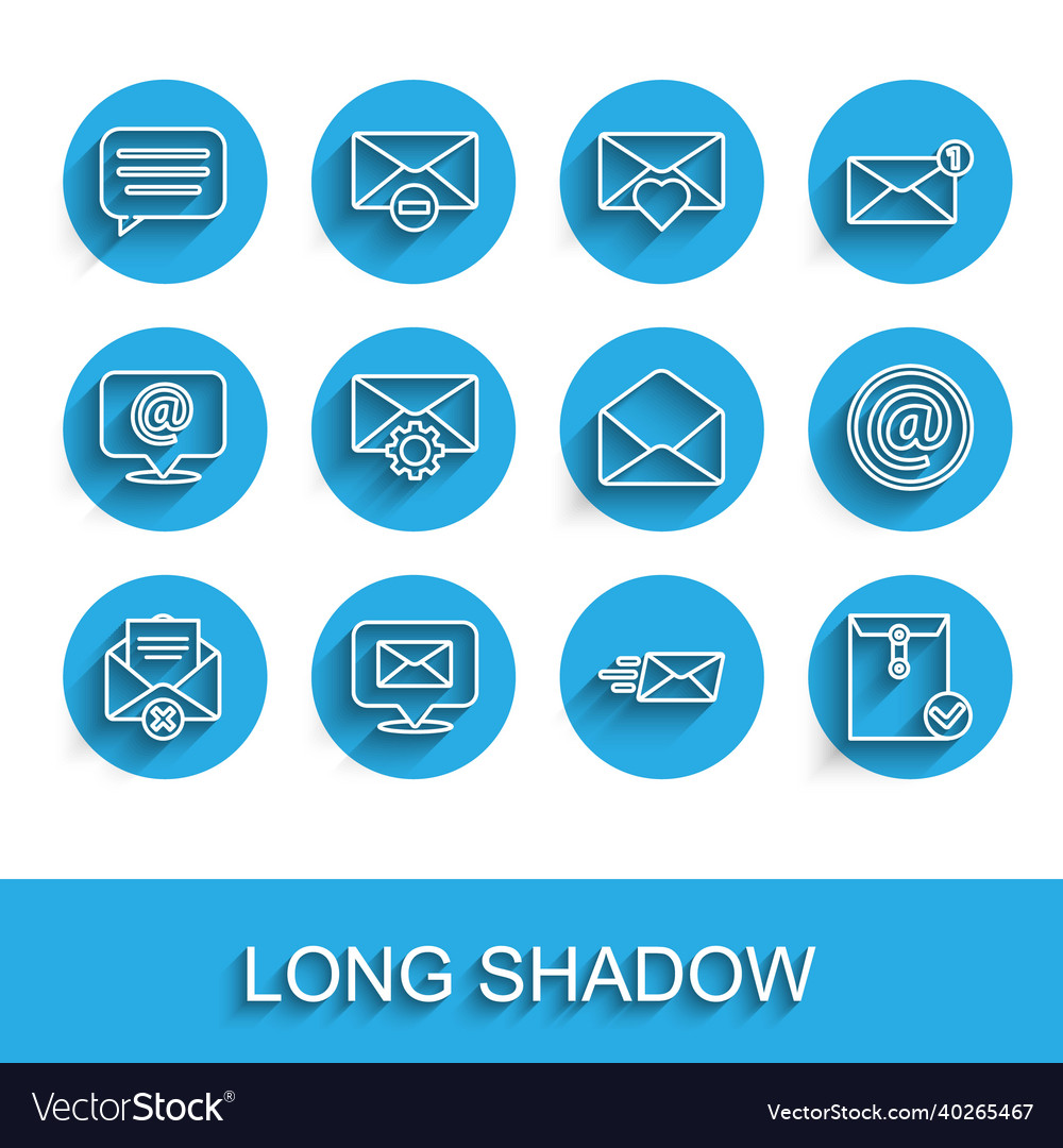 Set line delete envelope speech bubble with chat vector image Set line delete envelope speech bubble with chat