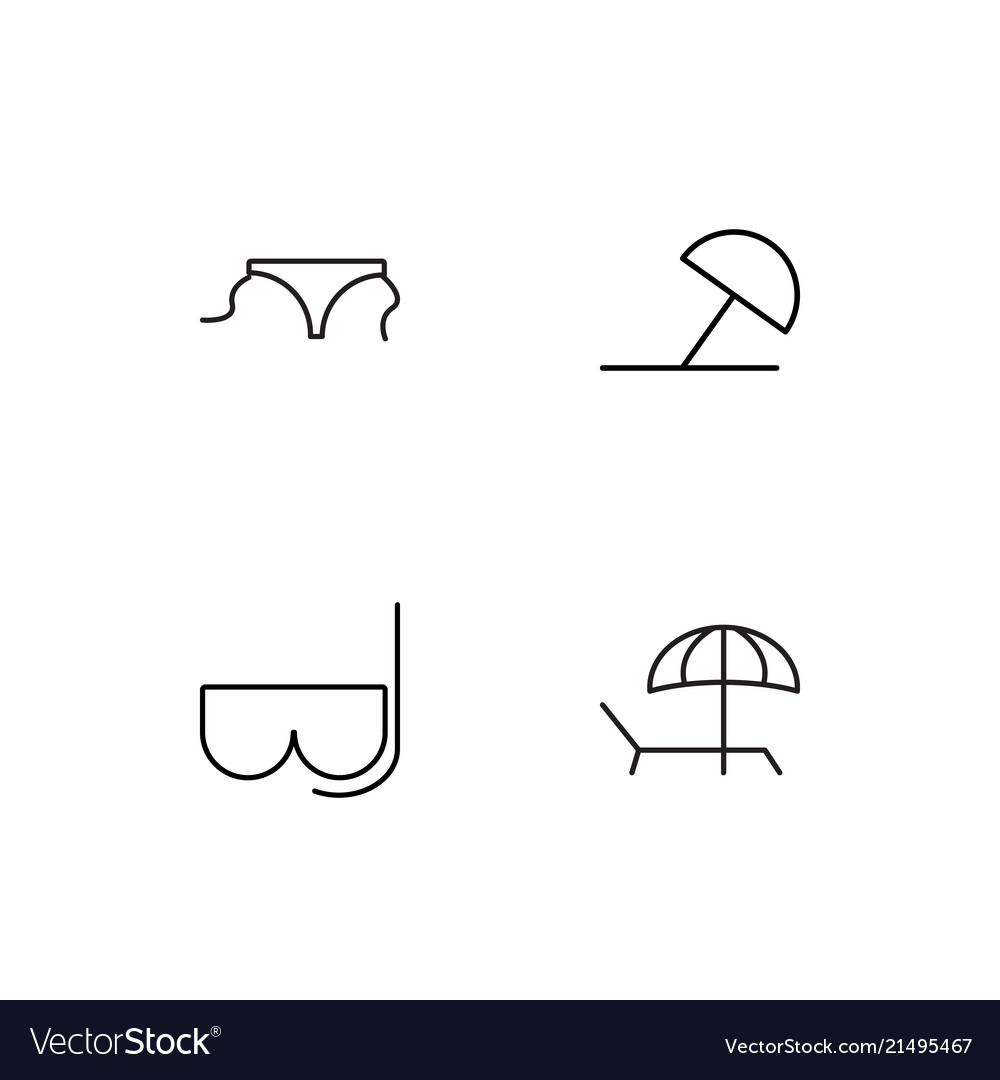 Summer linear icons set simple outline