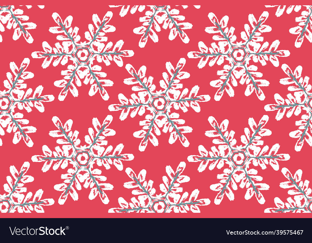 Winter seamless pattern snowflakes on a red