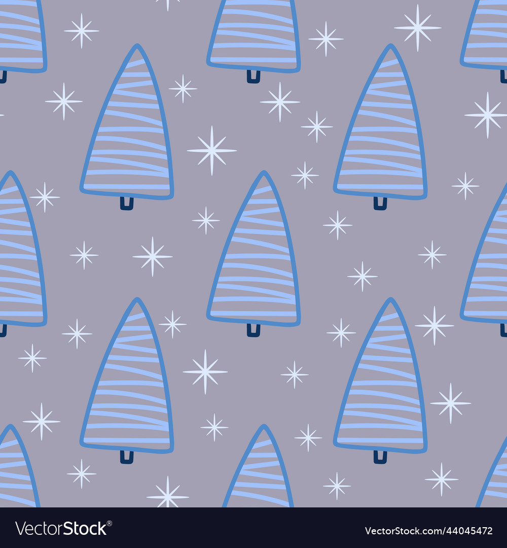 Christmas tree and snowflake seamless pattern new vector image Christmas tree and snowflake seamless pattern new