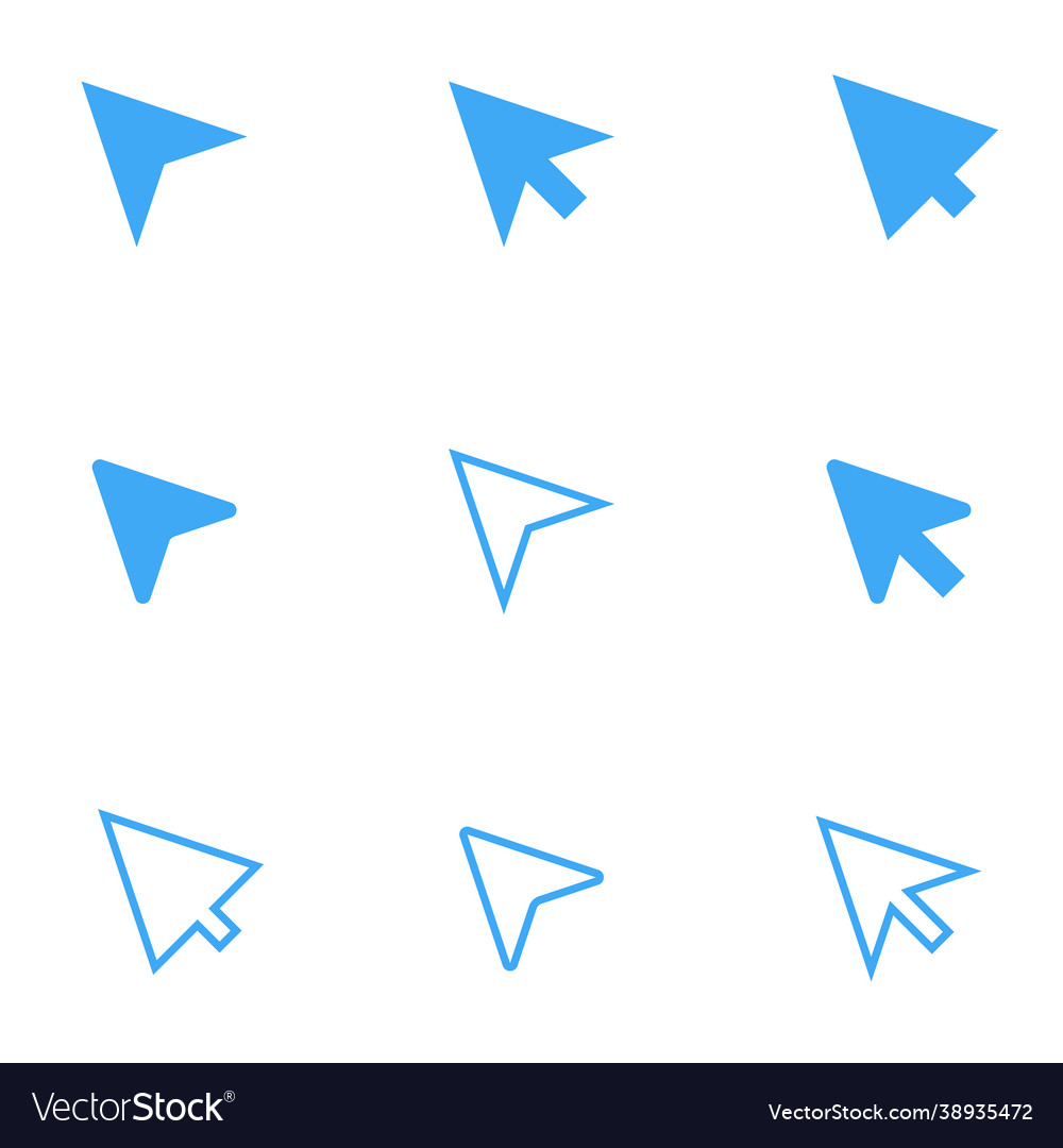 Cursor icon set arrow on white