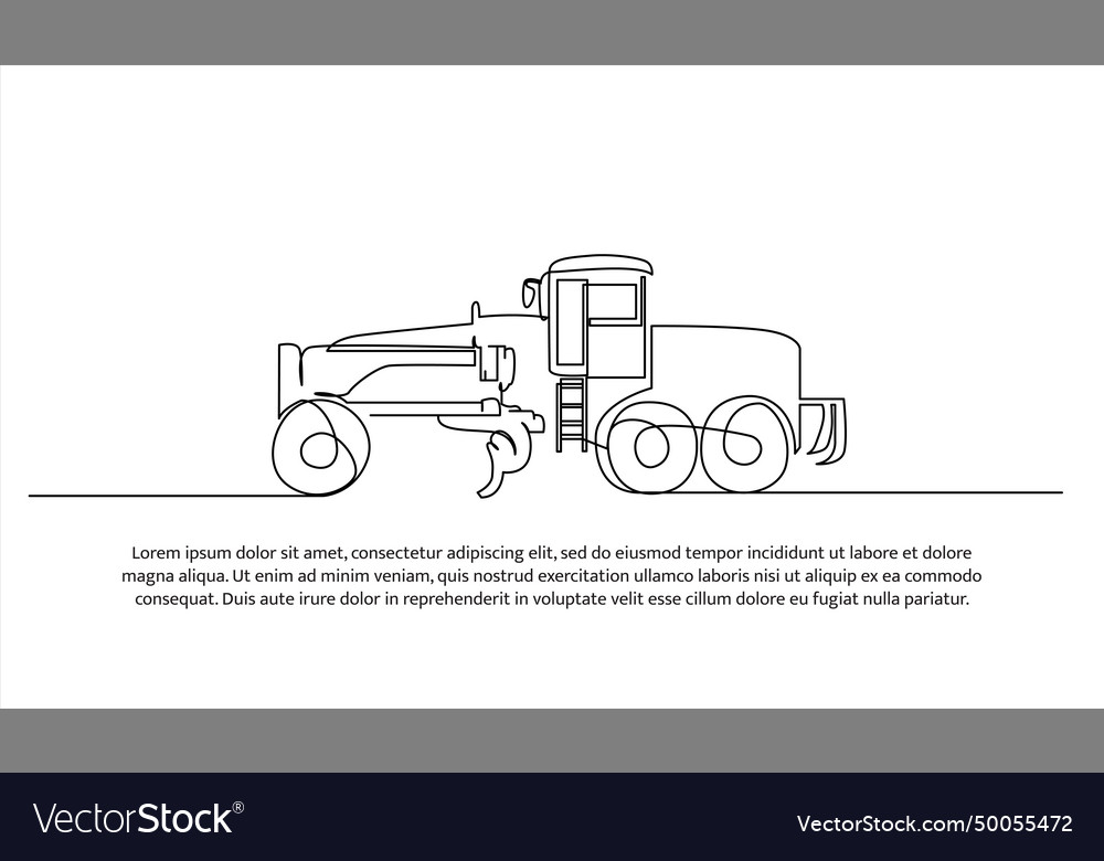 Grader machine one continuous line design vector image Grader machine one continuous line design