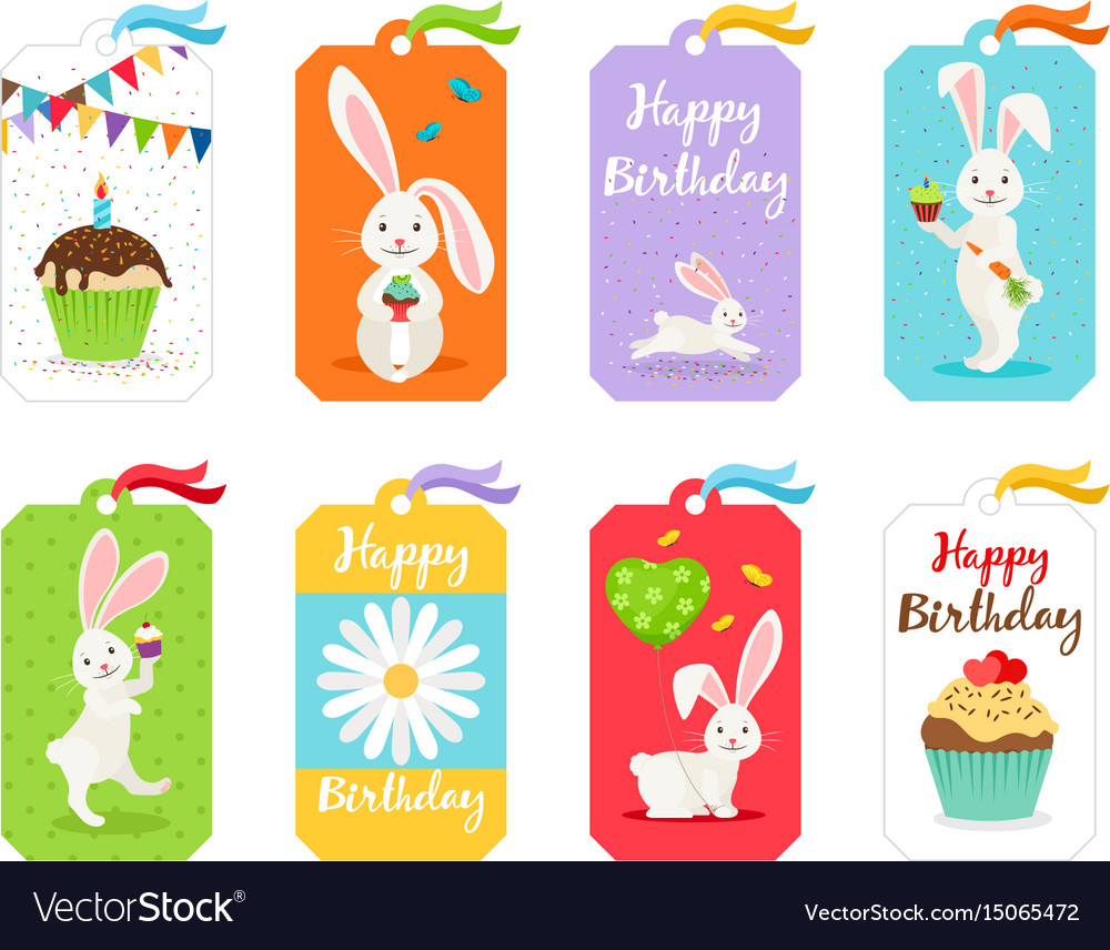 Happy birthday cards and invitation tags