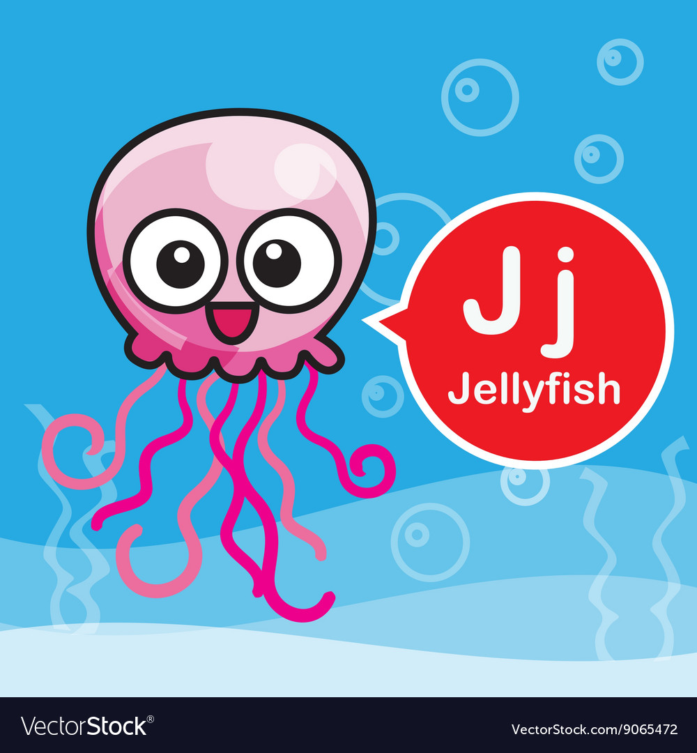 J jellyfish color cartoon and alphabet