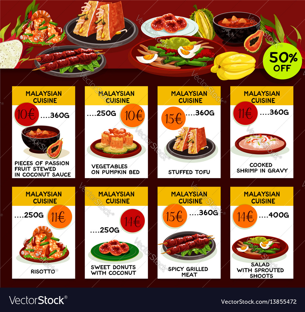 Malaysian Cuisine Restaurant Menu Template Design Vector 13855472 