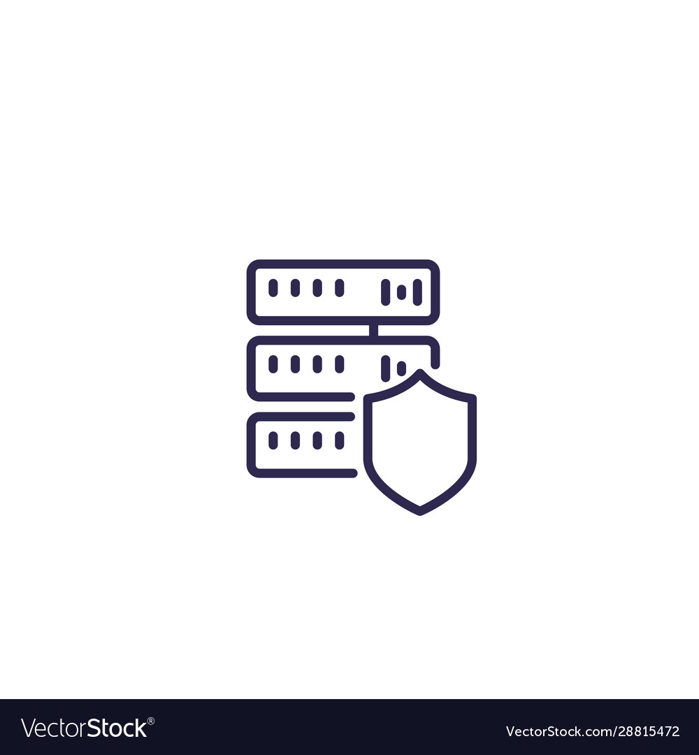 Secure Server Line Icon - Hosting