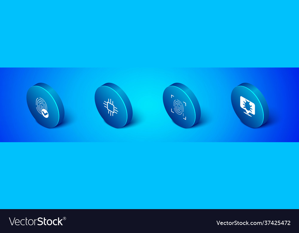 Set isometric fingerprint system bug vector image Set isometric fingerprint system bug