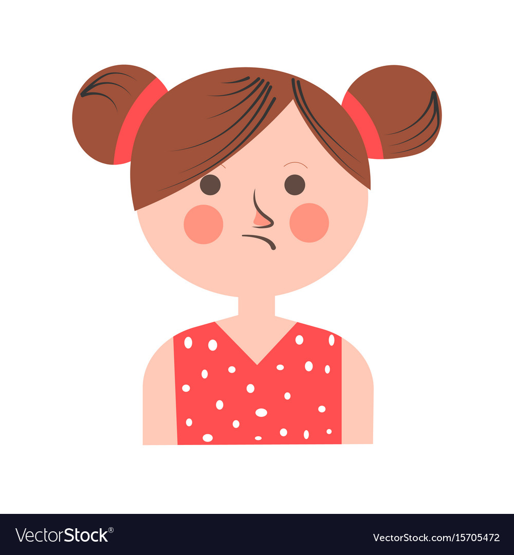 Teenager Girl In Bad Mood With Paid Hair On White Vector Image