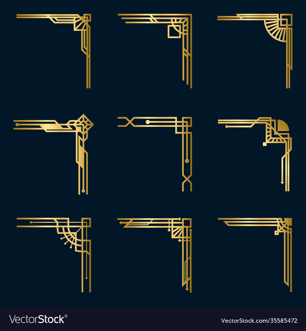 Various vintage gold corners set Royalty Free Vector Image