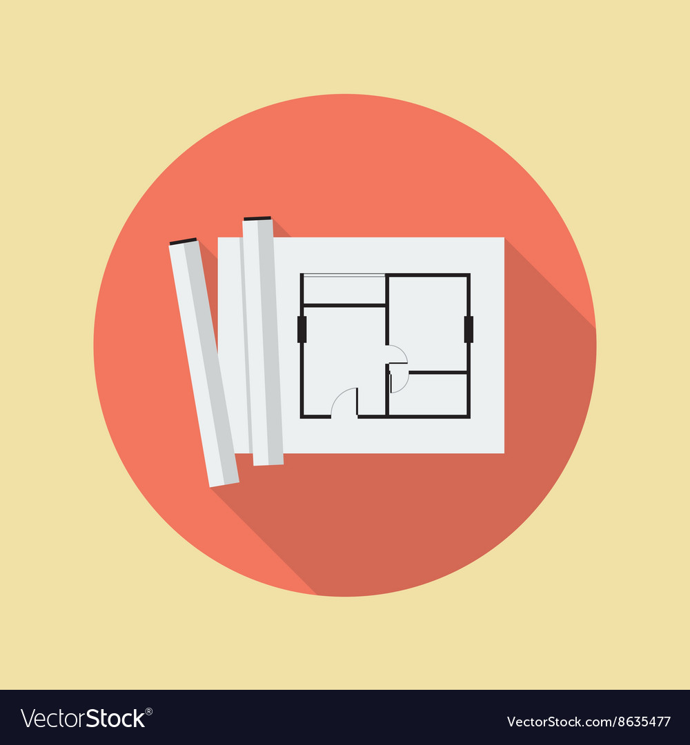 Architectural Blueprint Flat Icon Royalty Free Vector Image