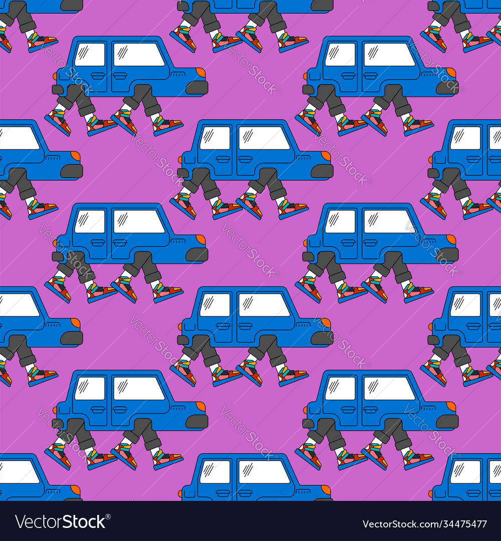 Car is walking leg pattern seamless auto vector image Car is walking leg pattern seamless auto
