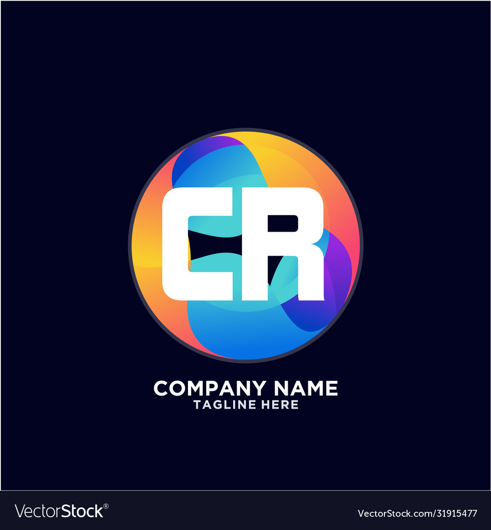 Cr initial logo with colorful circle template