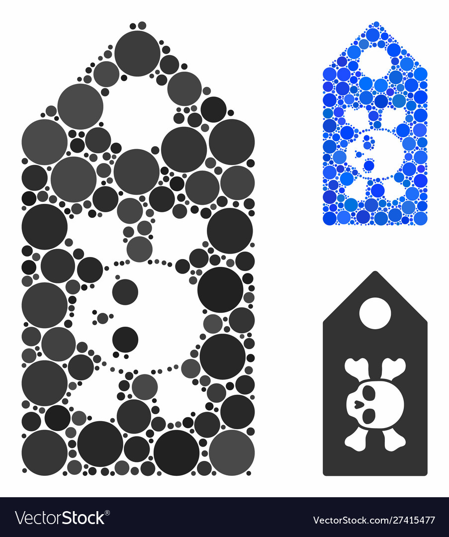 Death label mosaic icon round dots