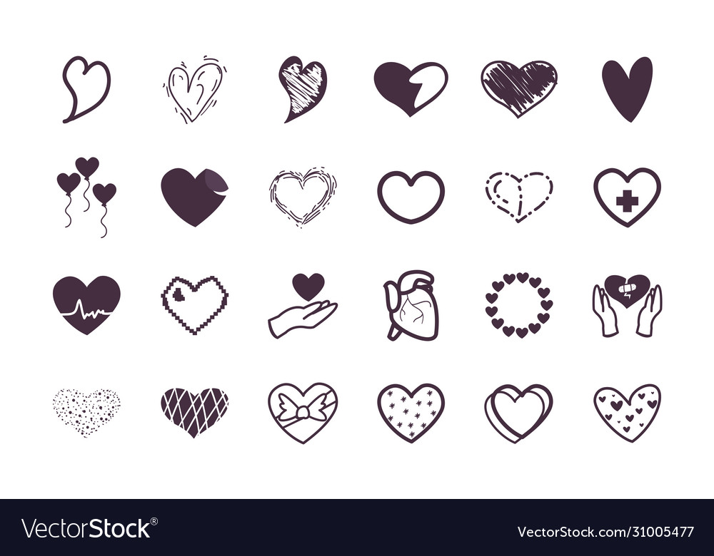 Hearts line style icon set design Royalty Free Vector Image