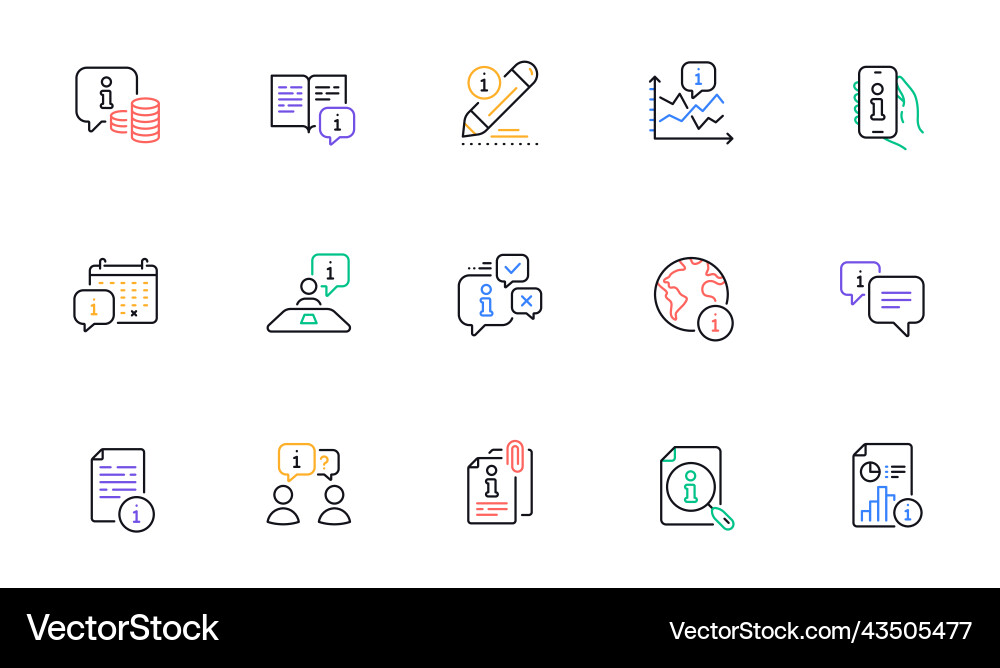 Info center line icons reception information Vector Image