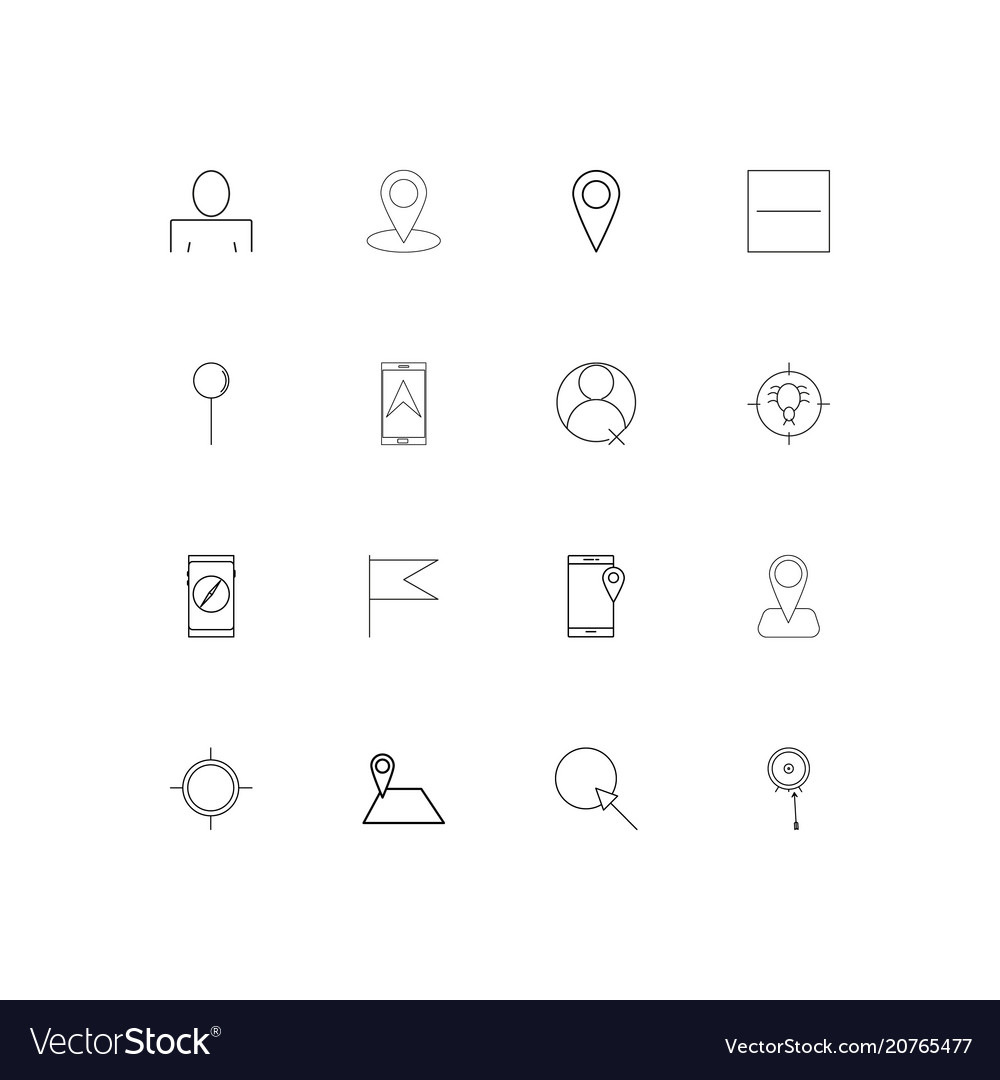 Maps and navigation linear thin icons set