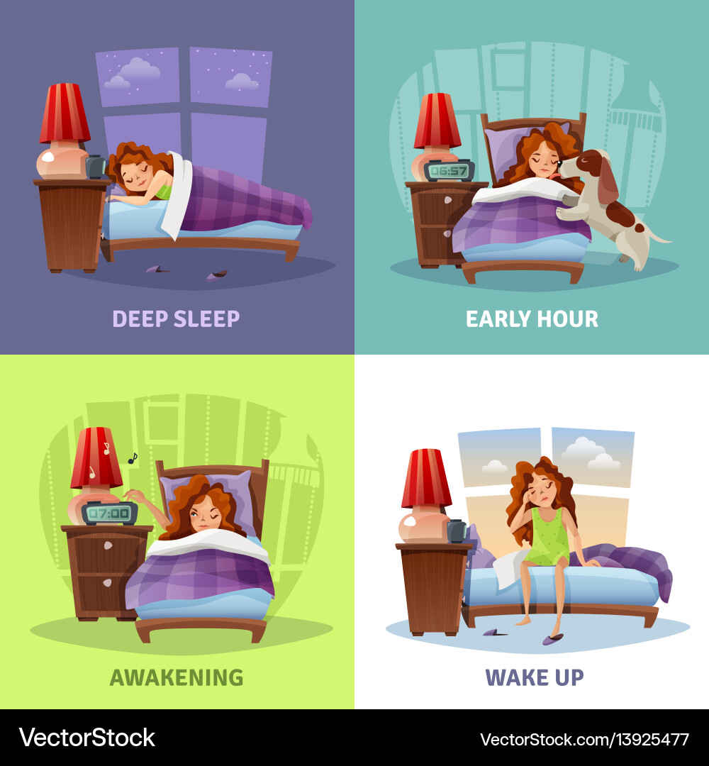 Morning awakening 2x2 design concept Royalty Free Vector