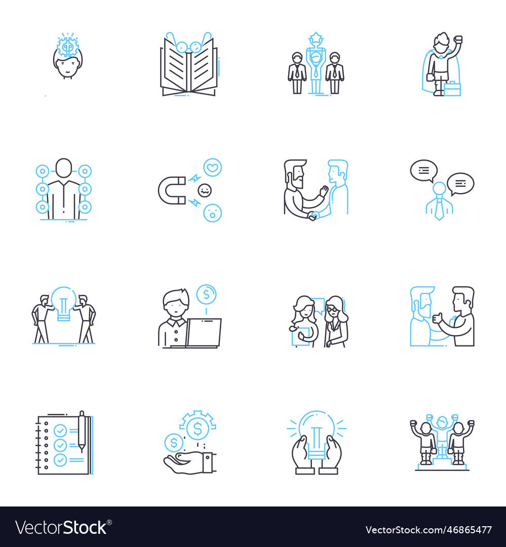 Project coordination linear icons set vector image Project coordination linear icons set