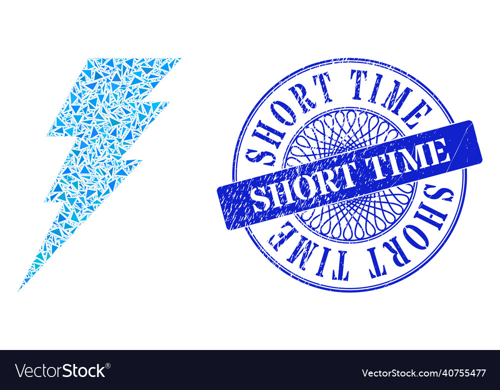 Rubber short time badge and triangle execute vector image Rubber short time badge and triangle execute