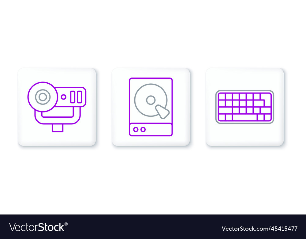 Set line keyboard web camera and hard disk drive