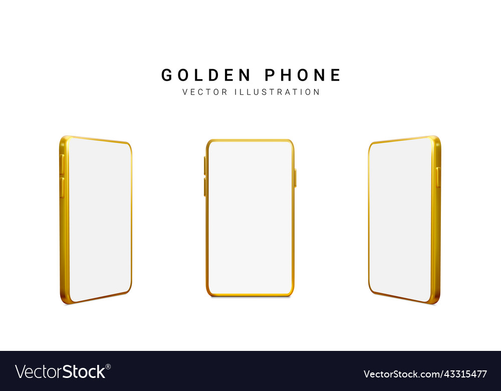 Set of colour 3d realistic phone isolated vector image Set of colour 3d realistic phone isolated