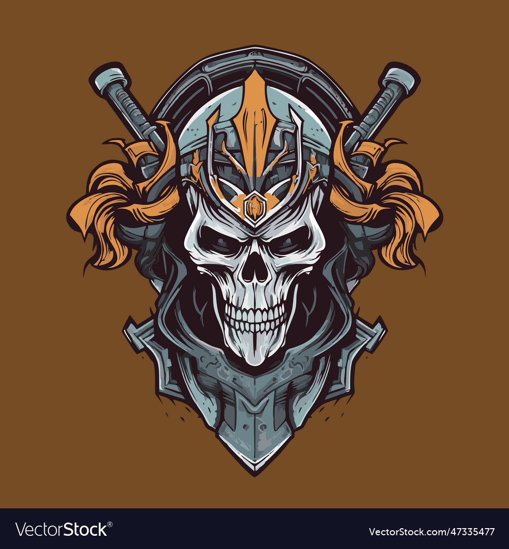 Skull with crossed swords and helmet Royalty Free Vector