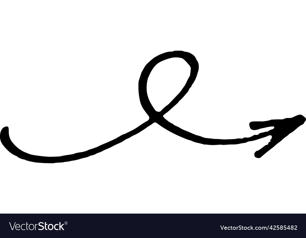 Brushstroke arrow smooth two loop up hand drawn vector image Brushstroke arrow smooth two loop up hand drawn