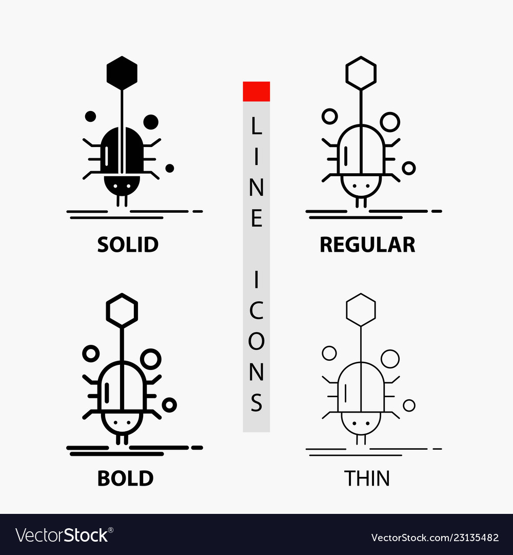 Bug insect spider virus web icon in thin regular vector image Bug insect spider virus web icon in thin regular